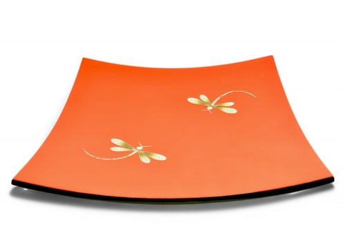 Handmade Wooden Plate, Square Lacquer Serving Decorative Plate, Red, Medium - Picture 2 of 10