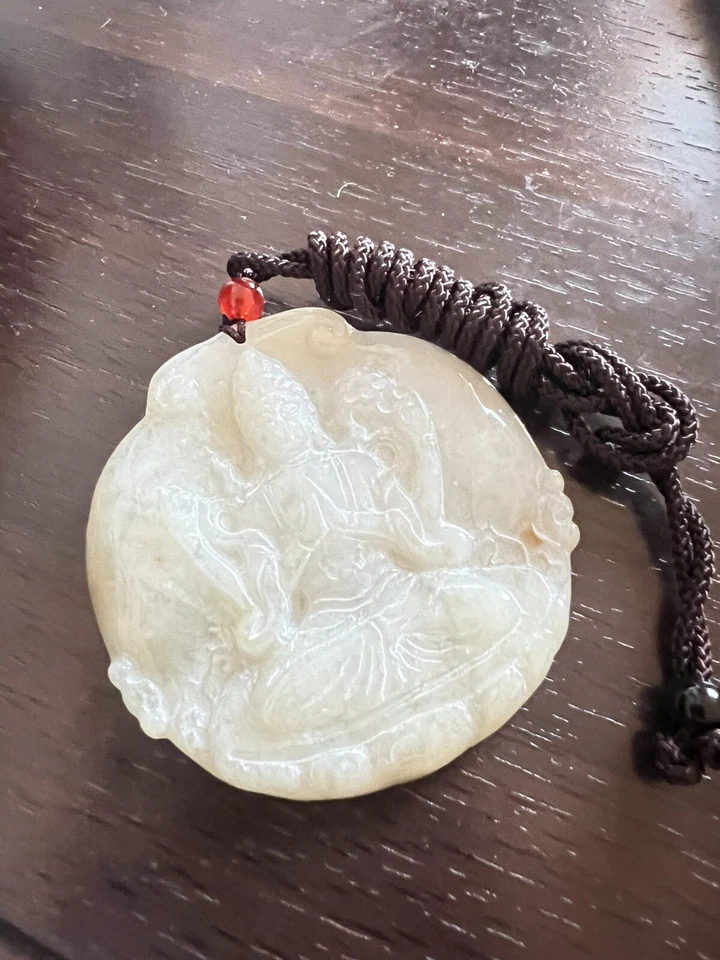 Collar grande JADE JADEÍTA QUAN YIN COLGANTE DE LA SUERTE venta Foto 2 de 4