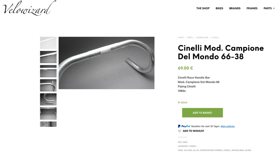 Cinelli Campione del Mondo 66 38 Handle Bar / ø 26.4 / 1980s / Silver / 66-38 - Bild 3 von 4