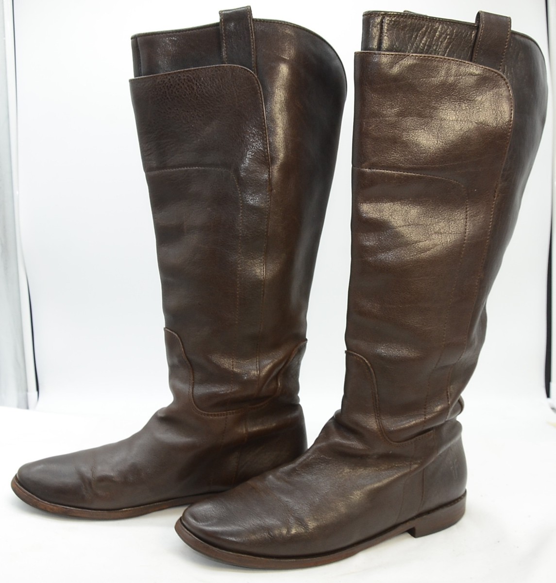 Frye Paige Tall Equestrian Riding Brown Leather Biker Boots 