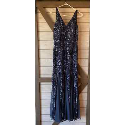 Stunning Pewter/Slate Blue Sequin Formal Dress. Size 8 | eBay
