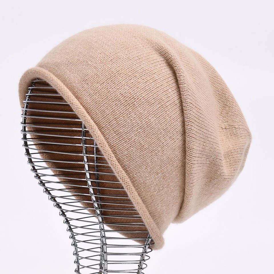 New Luxury Rhinestone Beads Knitted Hat Fur Wool  Cap Winter Fashion Thickened Warm Beanie's