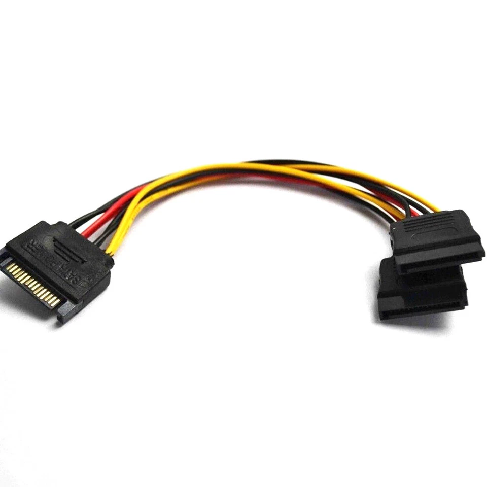 SATA Power Cable 15Pin SATA Y Splitter Adapter  15Pin Male to Dual Female Cable - Image 3 of 4