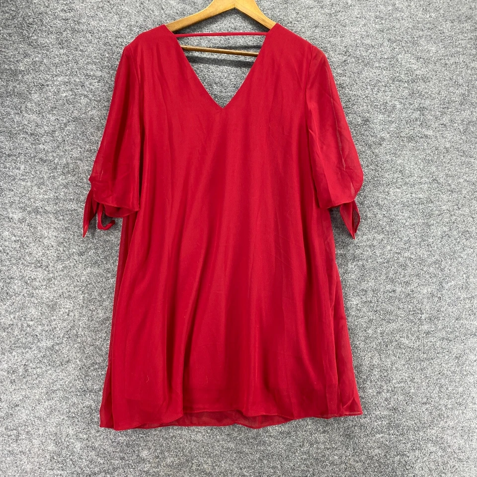 Blusa Soprano Mujer L Grande Roja Cuello en V Manga Corta Forrada Pullover Informal Foto 2 de 4