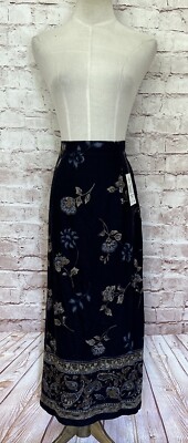 Jaclyn Smith Skirt Women 12 NEW Long Floral Paisly Rayon Boho Peasant MIDI Slit
