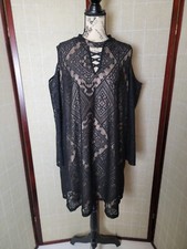 Liberty Love Black Lace & Lined Cold Shoulder Dress Women's Size 2XL