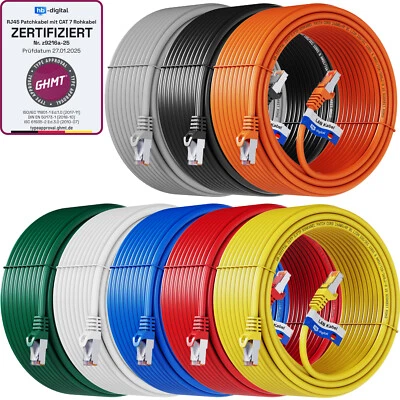 HB-DIGITAL CAT 7 Patchkabel Rohkabel Netzwerkkabel LAN DSL Ethernet Raw Cabel 0,25m - 50m