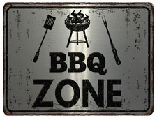 111 BBQ ZONE Metal Aluminium Plaque Sign For Door House Garden Shed Wall