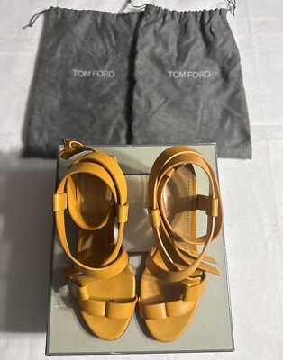 Tom Ford Ankle Strap Sandals Yellow Brown Leather Women Size 39. MSRP $1490