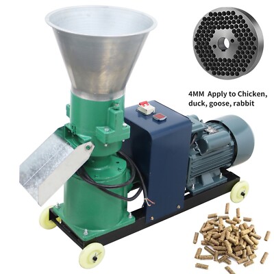 220V 2 Roller Chicken Feed Pellet Mill Machine 4mm Plate Feed Granulator 3KW