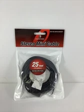 Pearstone Stereo Mini Male to Stereo Mini Female Cable (Black) - 25'