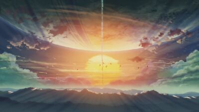 Landscape 5 centimeters per second sun rays contrails Custom Gaming Mat Desk