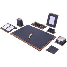 10 PCS Leather Desk Organizer Set-Office Desk Accessories-Black Leather Desk Set