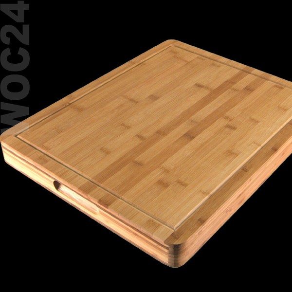 Xxl 50 X 40 Cm Schneidebrett Hackblock Schneidbrett Tranchierbrett Bambus Holz-image