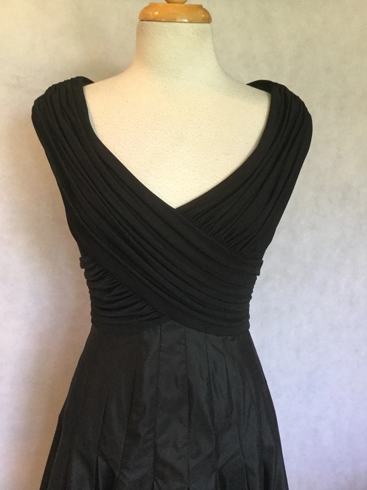 VESTIDO DE NOCHE FORMAL MUJER COLECCIÓN TADASHI NEGRO SEDA Y POLIÉSTER TALLA 4 Foto 2 de 4