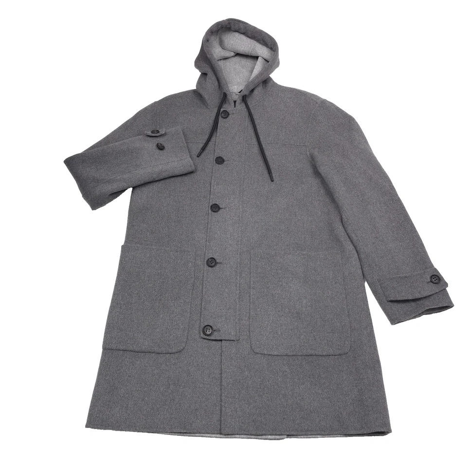 $1050 Abrigo Largo Mackage Joshua Con Capucha Doble Cara Gris Carbono Lana Para Hombre Talla 42 Foto 2 de 4