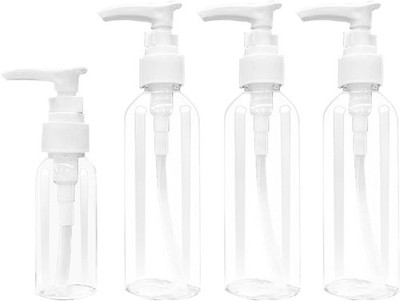 4 Pcs Travel Bottle, 3.4oz/100ml Empty Refillable Plastic Pump Dispenser Bottle 