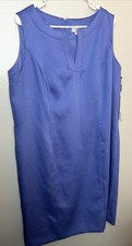 Tahari Arthur S. Levine Blue Textured Sleeveless Shift Lined Dress Size 14, NWT*