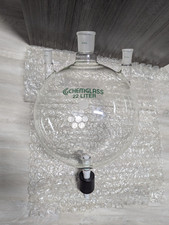 Chemglass RB Flask, 22000mL, 3N, 45/50 CN, 24/40 SN's with 12mm Chem-Drain Valve