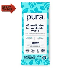 Flushable Hemorrhoid Wipes XL, 48 Count, Medicated with Cooling Witch Hazel, Alo
