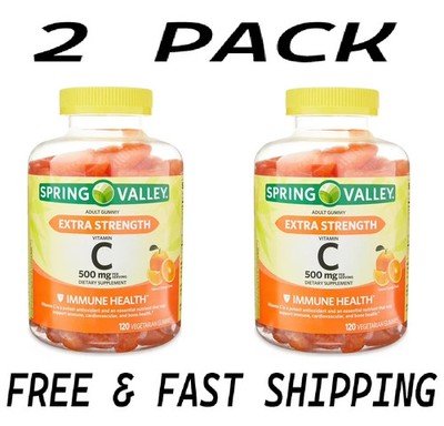 Spring Valley Vitamin C Supplement Gummies, Orange, 500 mg, 120 CT (2 PACK)