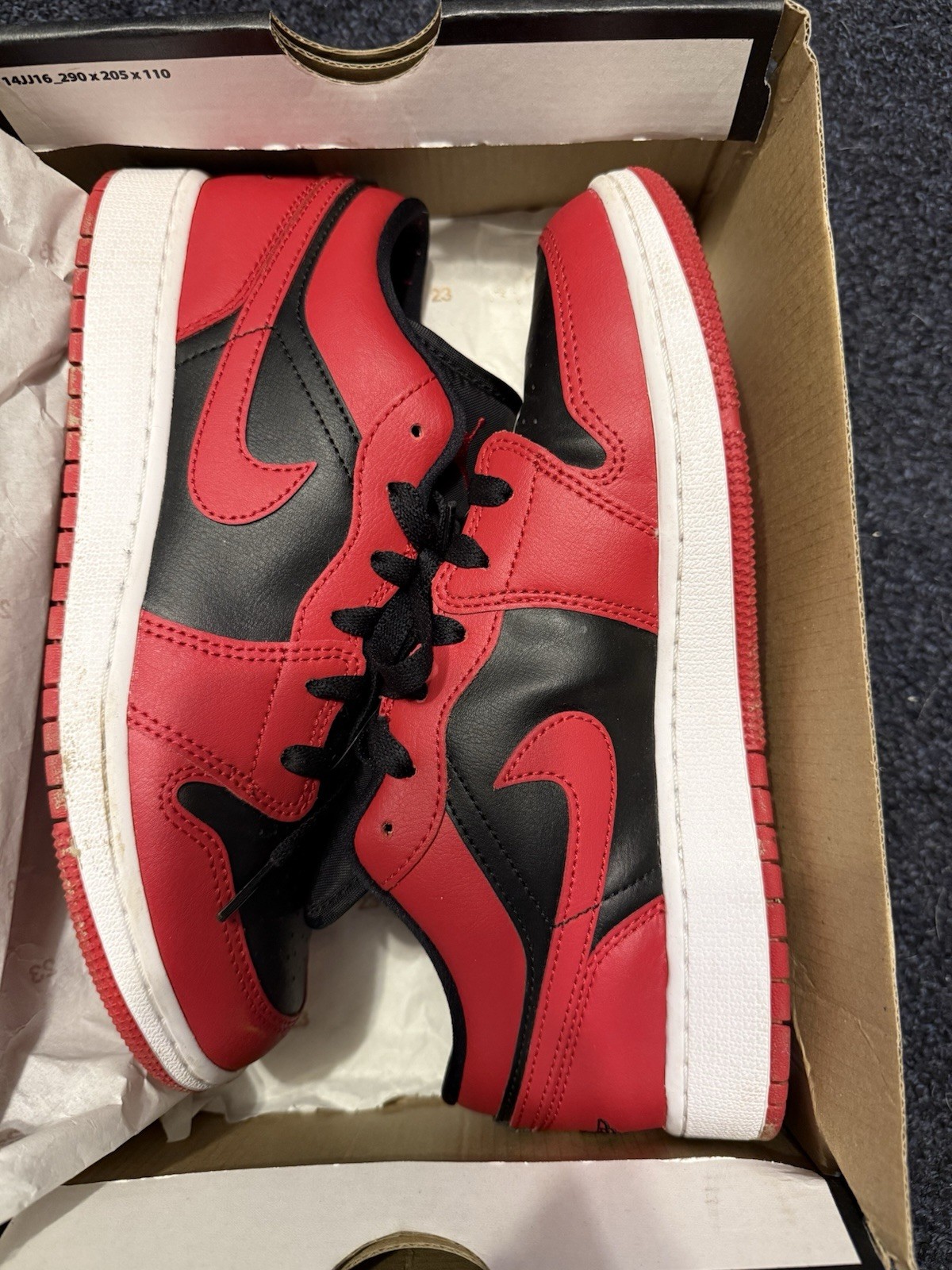 SAOLA Jordan 1 Low Gym rosso e nero scuola elementare 6 5 donna 8