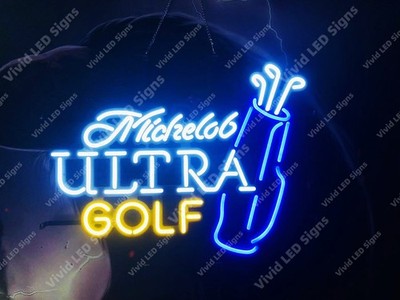 Michelob Ultra Golf Bag Beer 24''x20'' Vivid LED Neon Sign Light With Dimmer UM