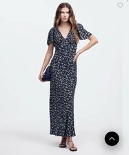 Madewell Seamed Flutter Sleeve Maxi Dress Blue Floral Size 12 NU512 L49