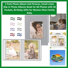 2 Pack Photo Album 4x6 Pictures, Small Linen Slip-in Photo Albums Book for 80...