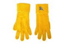 Burberry "EKD Cashmere Gloves" Pear Yellow Logo Embroidery Gloves Sz M/L