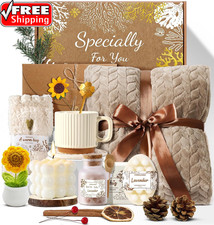 11Pcs Spa Gift Baskets for Women, Sunflower Self Care Set, Brown Self Care, Ge