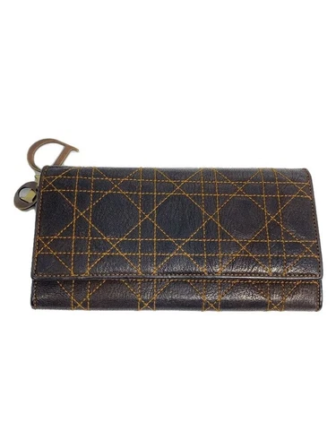 Portefeuille long Christian Dior avec breloque cuir marron femme occasion