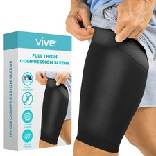 Vive Thigh Compression Sleeve 2 Pack Hamstring Brace for X-Large, Black