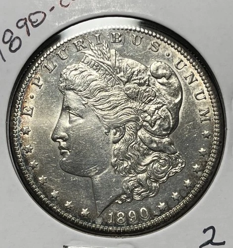 1890-CC MORGAN SILVER DOLLAR, AU DETAILS