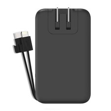 6000mAh/15W Output Power Bank with Integrated Charging Cables - Black