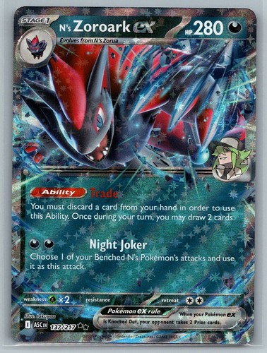N's Zoroark ex 137/217 Holo NM Pokemon Card Ascended Heroes