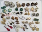 Vtg Clip On Screw Back Earring Lot Costume Jewelry 30 Pr Glass Lucite Rhinestone