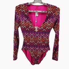 Trina Turk Women s Size M Echo Long Sleeve Ring Front One Piece Swimsuit NEW