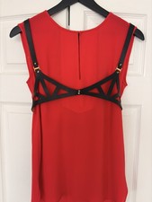 Herve Leger by Max Azria Leather Zip Front Bralette Bra Black M Wireless