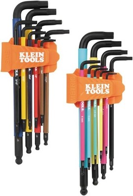 Klein Tools BLS18 Hex Key Wrench Set, Color Coded, SAE and Metric, Orange 