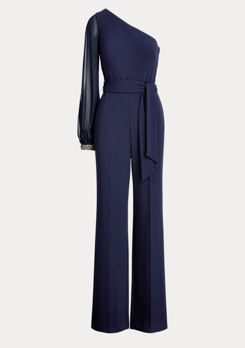 NWT Lauren Ralph Lauren Jersey One-Shoulder Jumpsuit Size