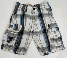 Lee Dungarees Boys Plaid Cargo Shorts Size 8 100% Cotton