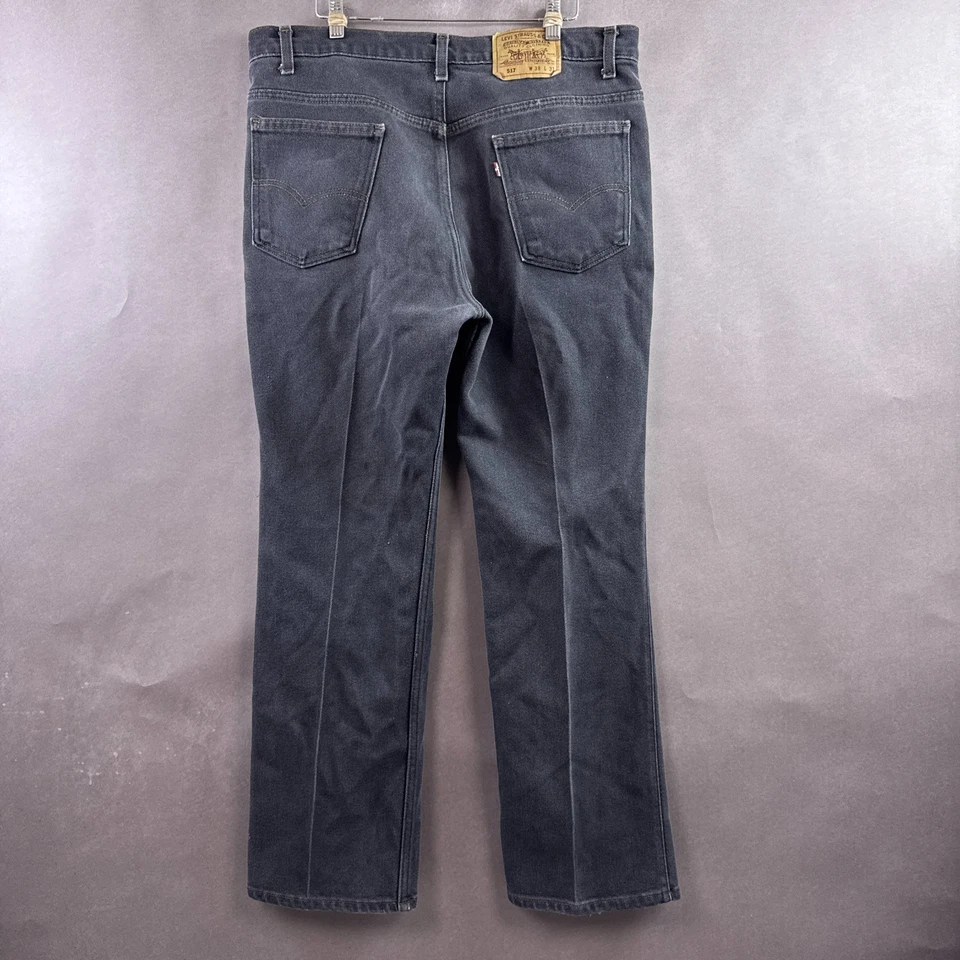 Vintage Levis 517 Jeans Mens 36x30 Black 90s Made USA Poly Blend Boot (Tag38x31) - Image 3 of 4