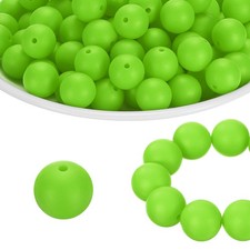 180Pcs Silicone Beads 9mm Round Rubber Focal Beads Bulk, Willow Green