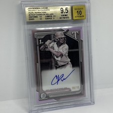 2024 1st Bowman Chrome Chandler Pollard Pearl /10 Auto BGS 9.5 10 Rangers