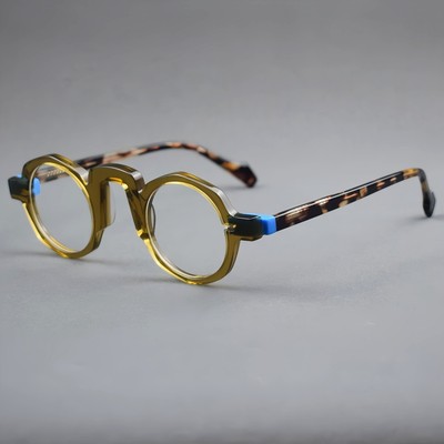 Nerd Small Round Acetate Eyeglasses Frames Fashion Reading Glasses Men Women