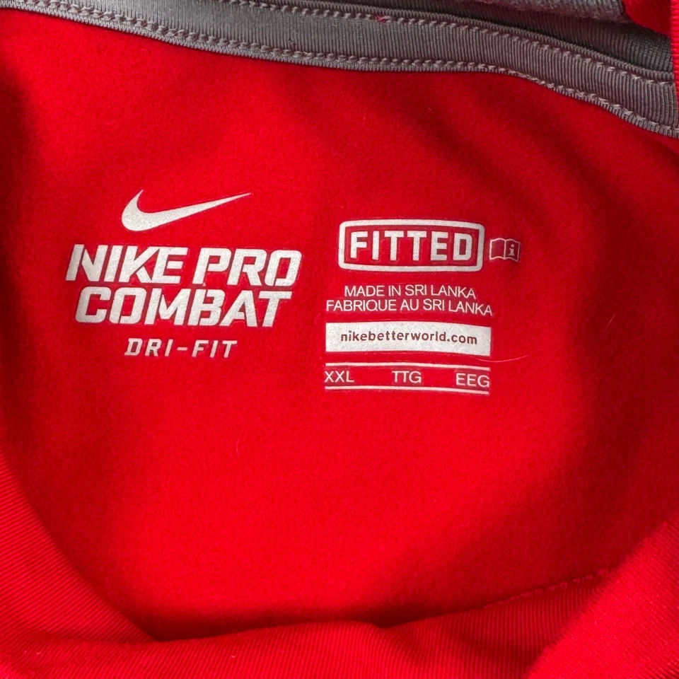 Camisa Nike masculina 2XL vermelha Pro combate ajustada manga longa simulada ativa Dri Fit - Imagem 4 de 4