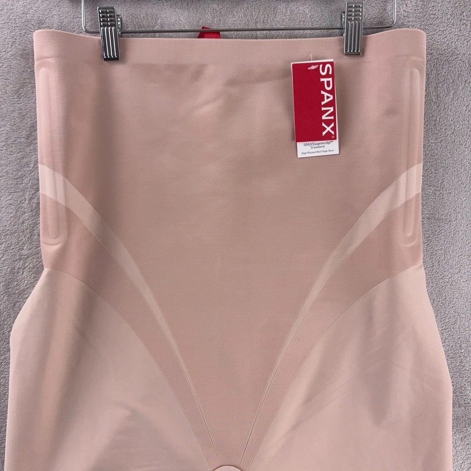 Pantalones cortos Spanx Shapewear para mujer talla 1X beige champán cintura alta medio muslo Foto 3 de 4