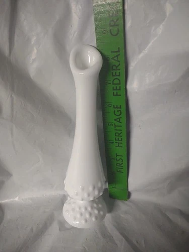 Fenton White Milk Glass Hobnail 8.5" Tall,Stretched Vase Mint Condition,Vintage