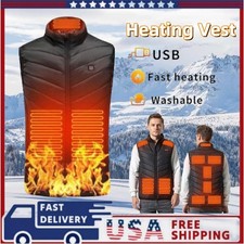 Winter 9-Zone Heated Vest Fast Warming 3 Levels USB Charging Men Heating Jacket
